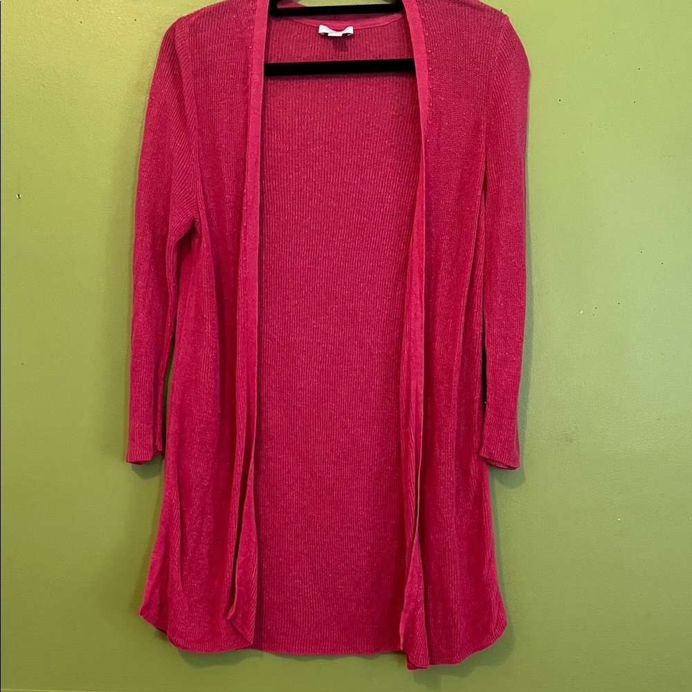 J.Jill Pink Linen Blend Cardigan Sweater
